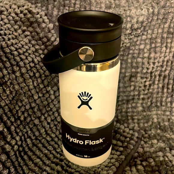Hydro Flask Coffee Wide Mouth White w/ Black Lid Double Wall Vacuum Insulation - Picture 9 of 9
